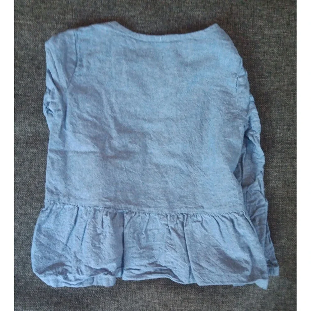 Carters Shirt Size 3T Girls Blue Denim Ruffles Long Sleeve
